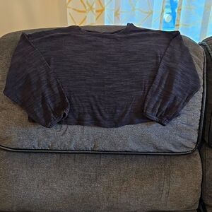 Girls cropped sweater with cross back gray/black puff sleeves size 10/12